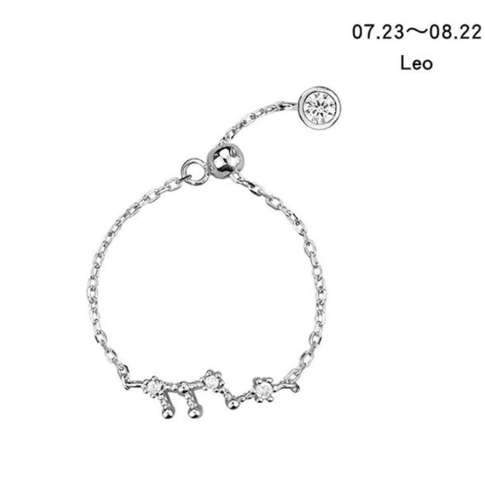 *925 Sterling Silver Zodiac Resizable Ring-Leo A